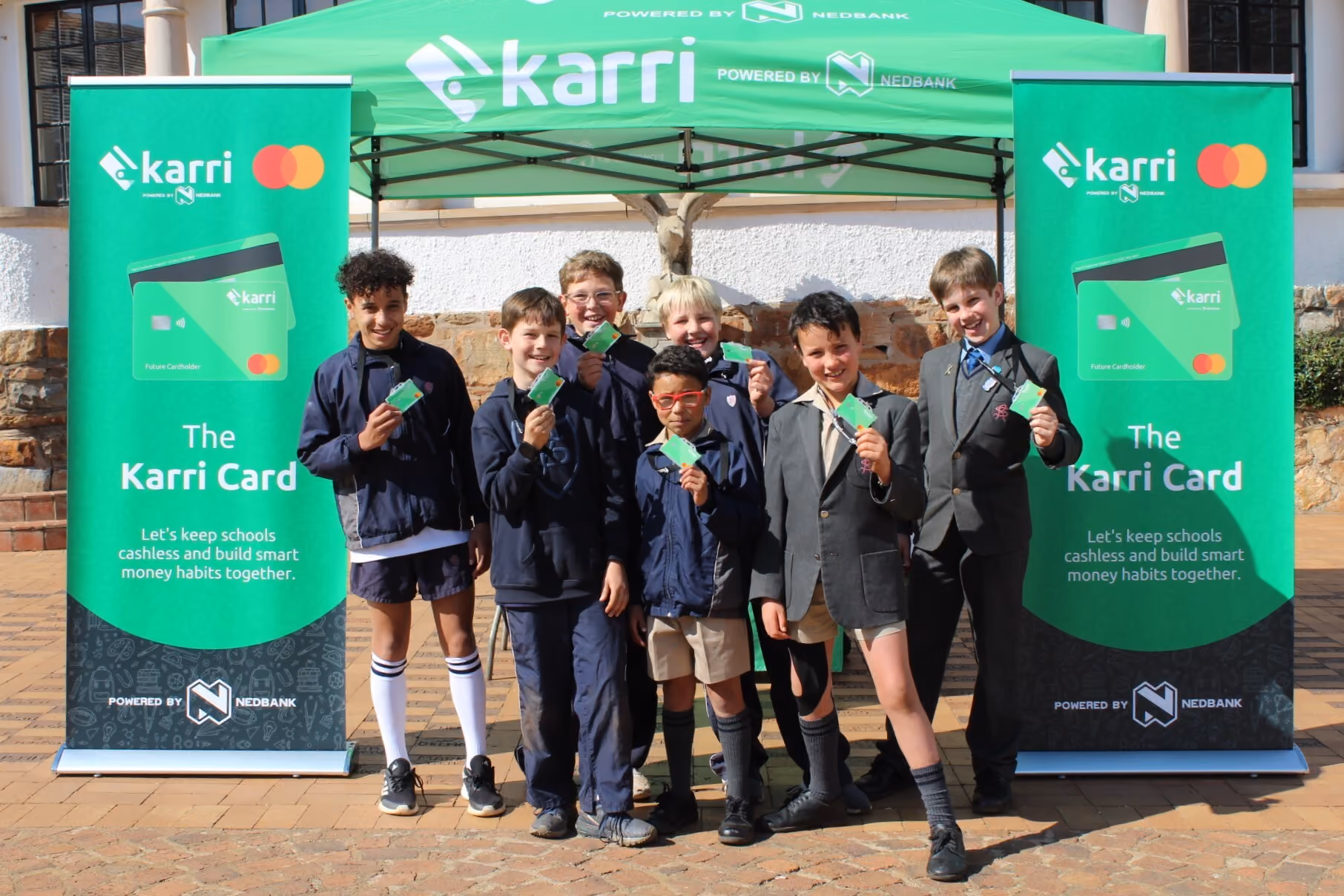 Boys at school with Karri Cards