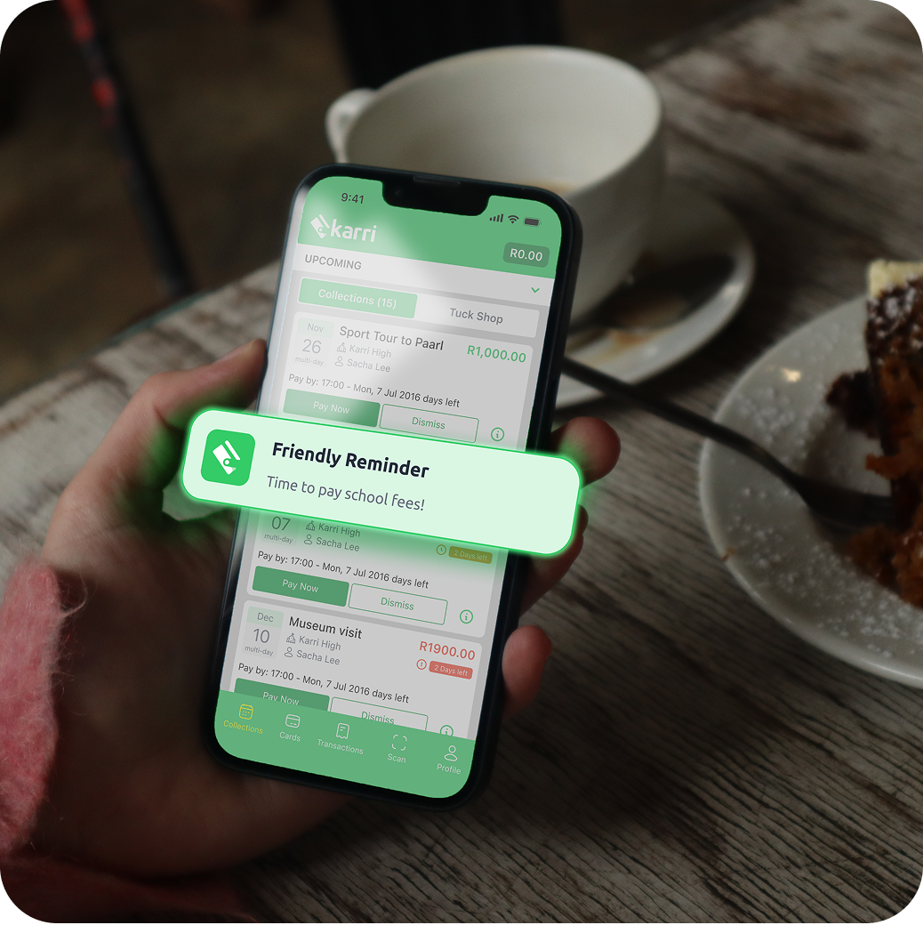 Girl holding her phone with the Karri App open