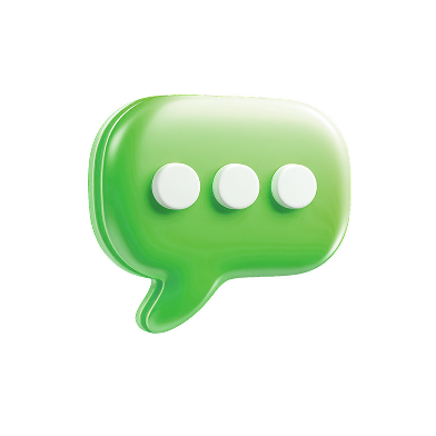 Green speech bubble icon with three white dots inside indicating typing or messaging.