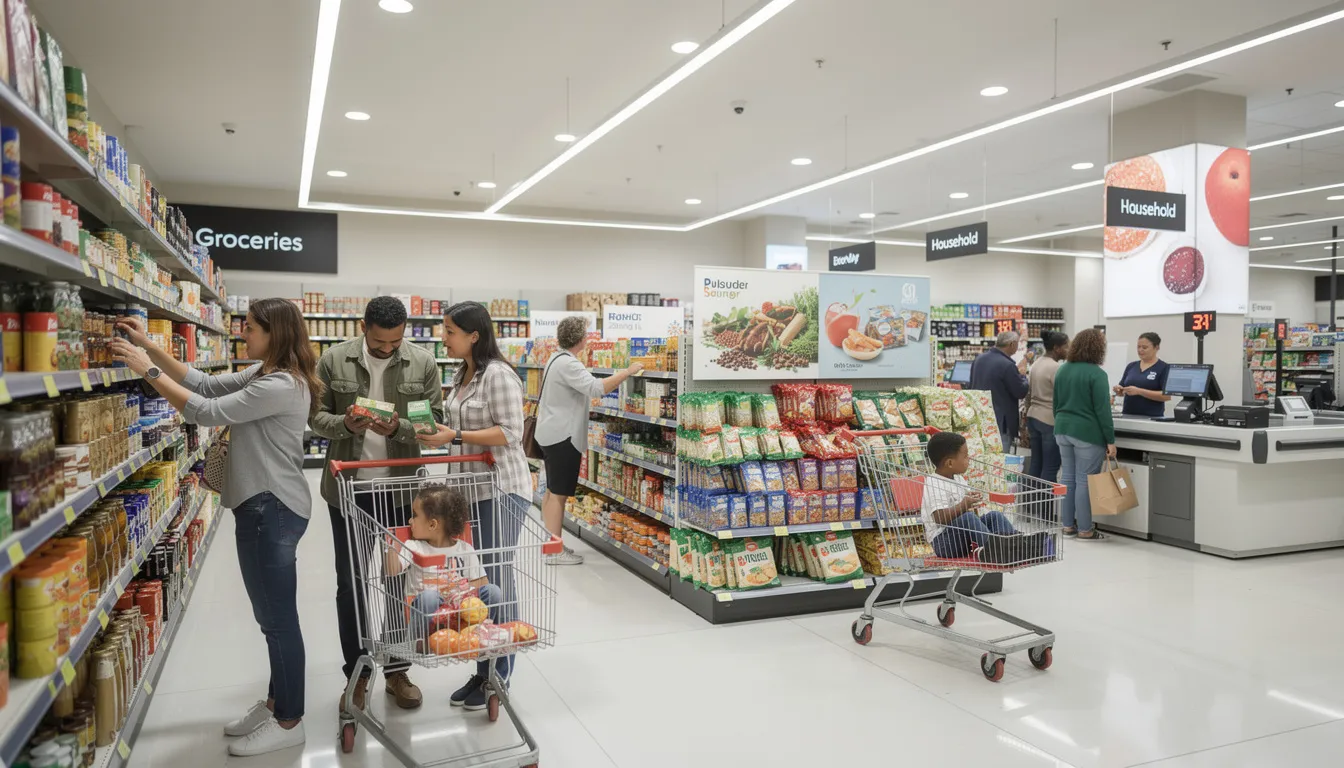 The image depicts a bustling retail store filled with customers actively shopping and engaging with various products, highlighting the dynamic customer journey. This scene reflects the importance of understanding customer interactions and behavior to enhance the overall customer experience and satisfaction.