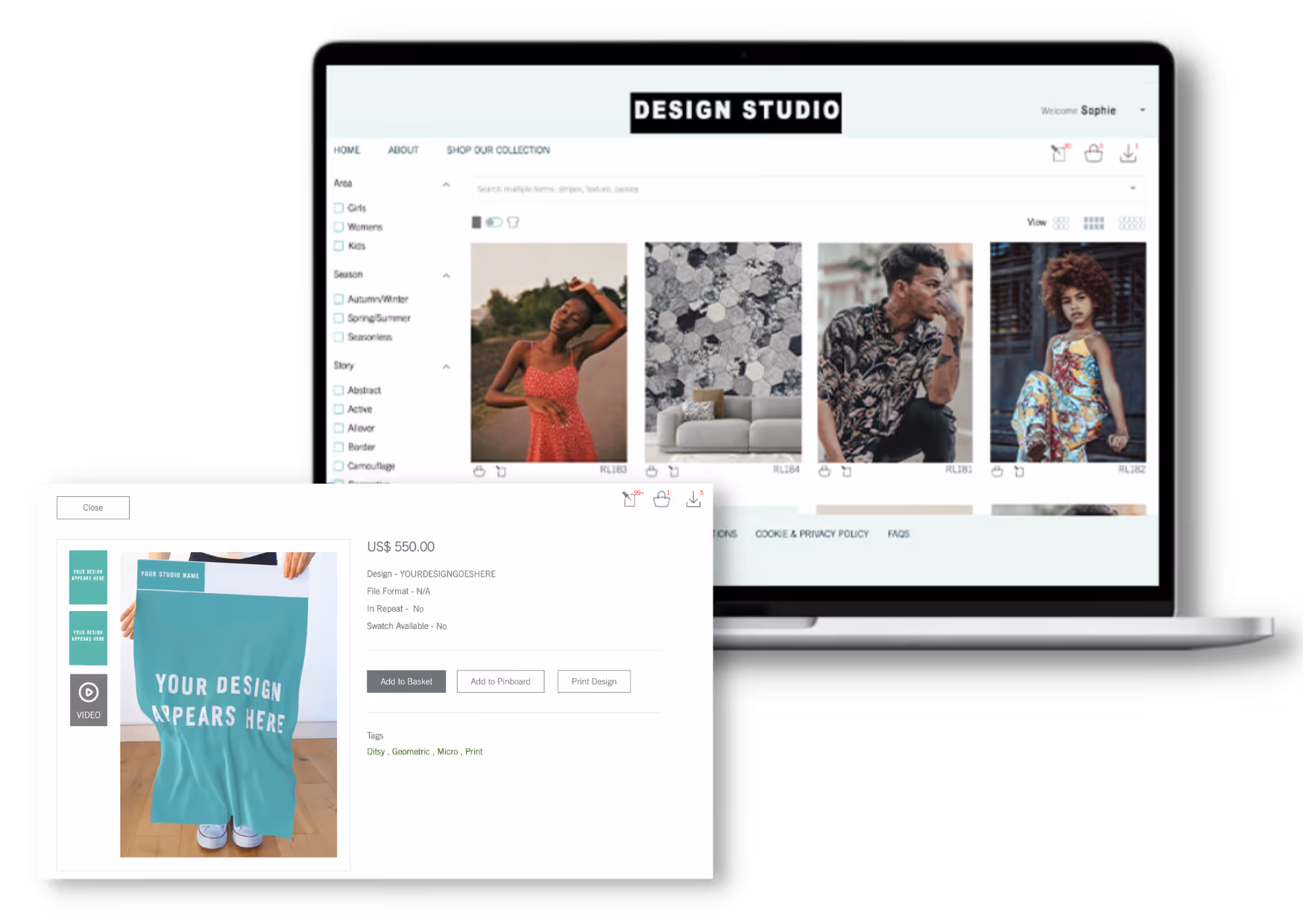 The Pattern Cloud application use by design studios to have their own shop