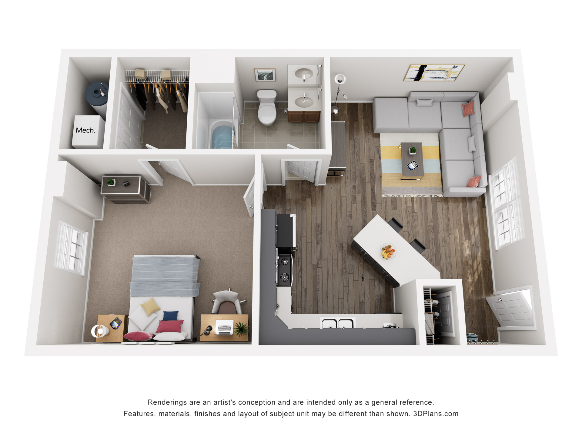 1 bedroom premium floor plan layout