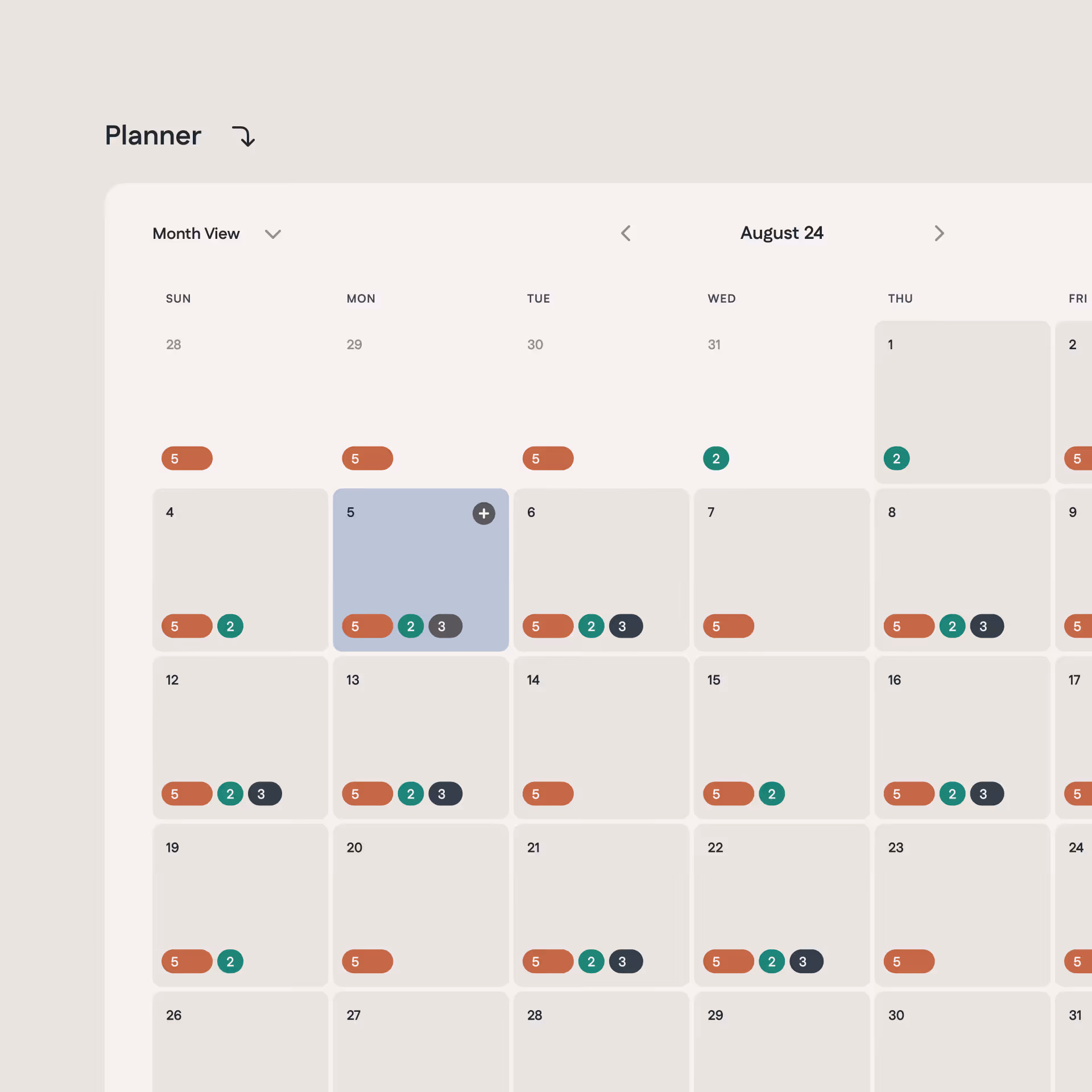 Balm Planner screen on desktop