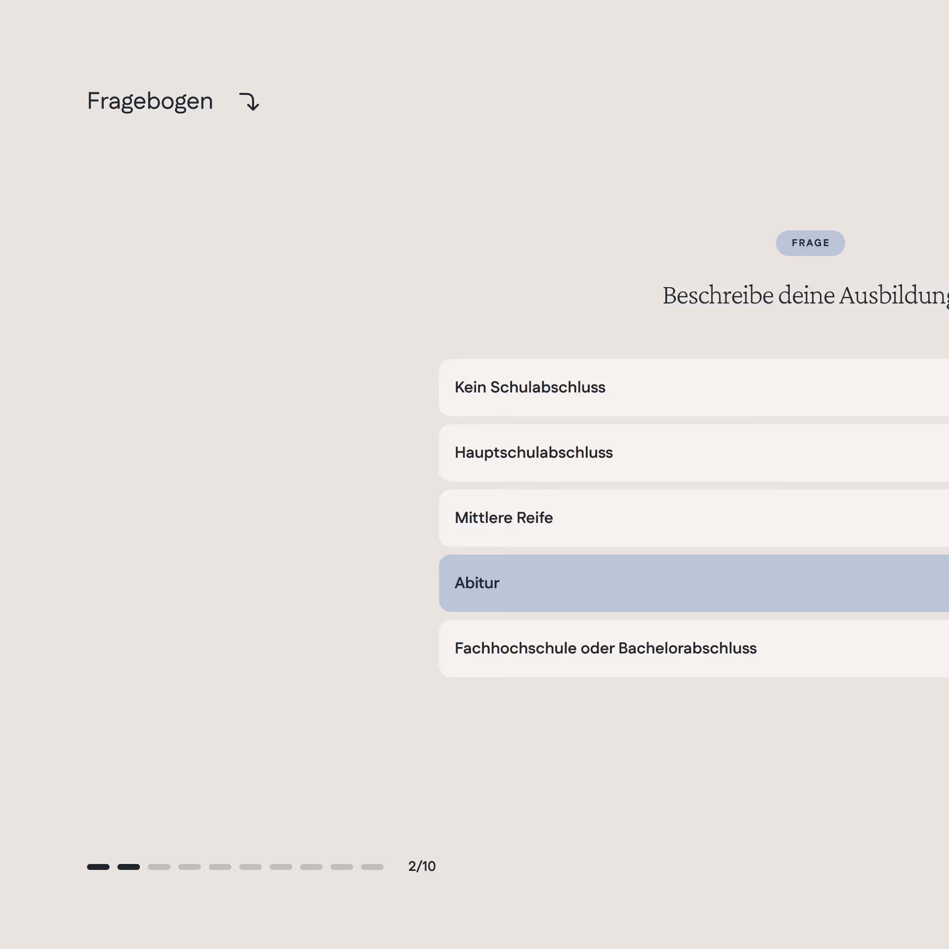 Self-assessment screen