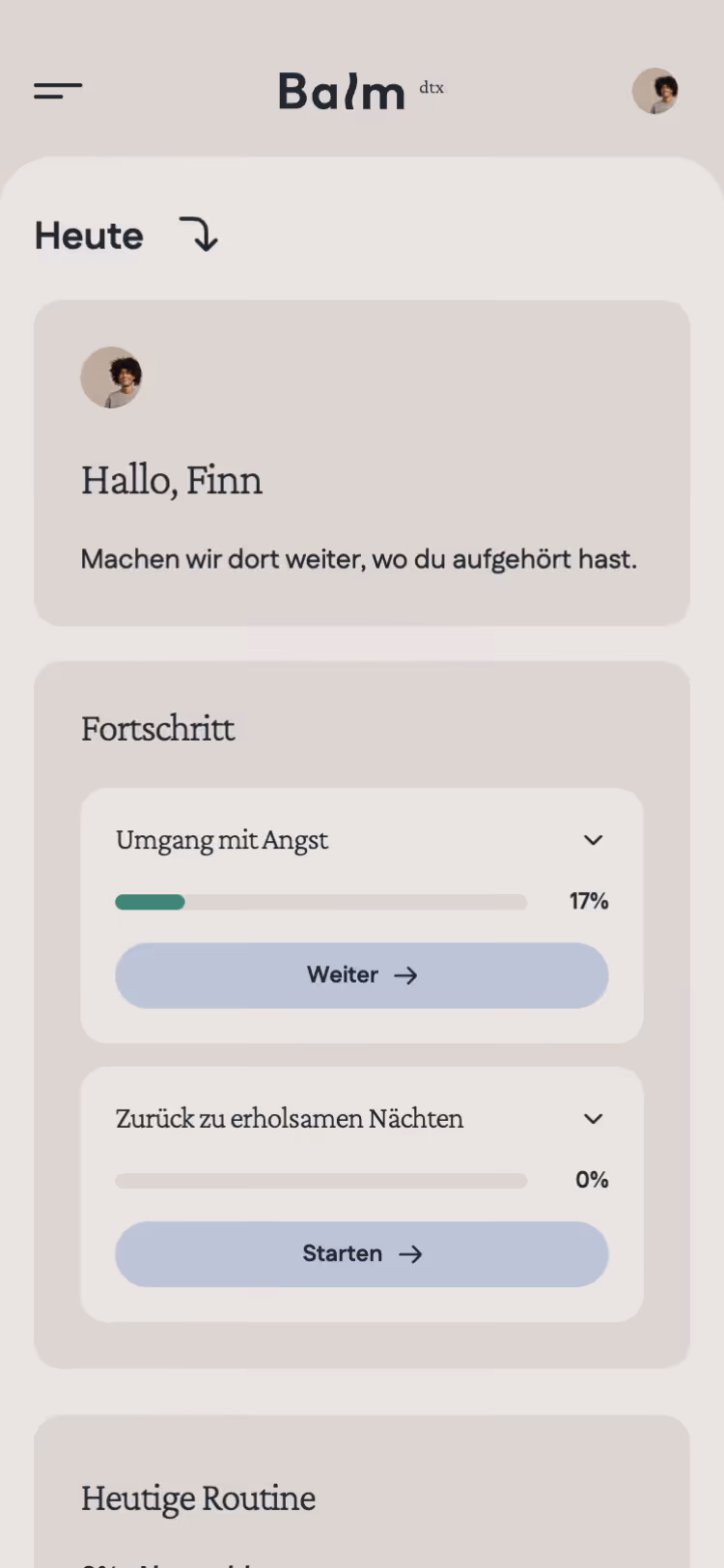 Balm Paths screen on a mobile device