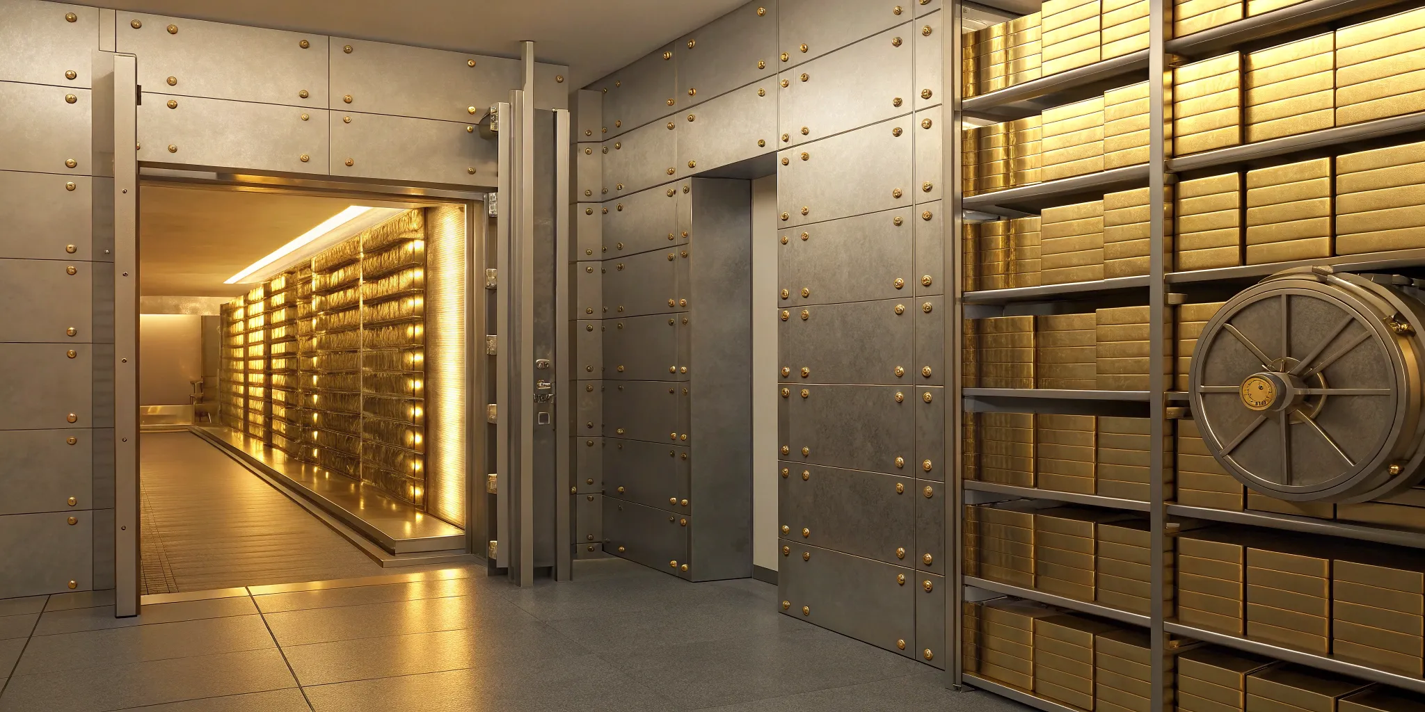 Secure allocated gold storage in a vault.
