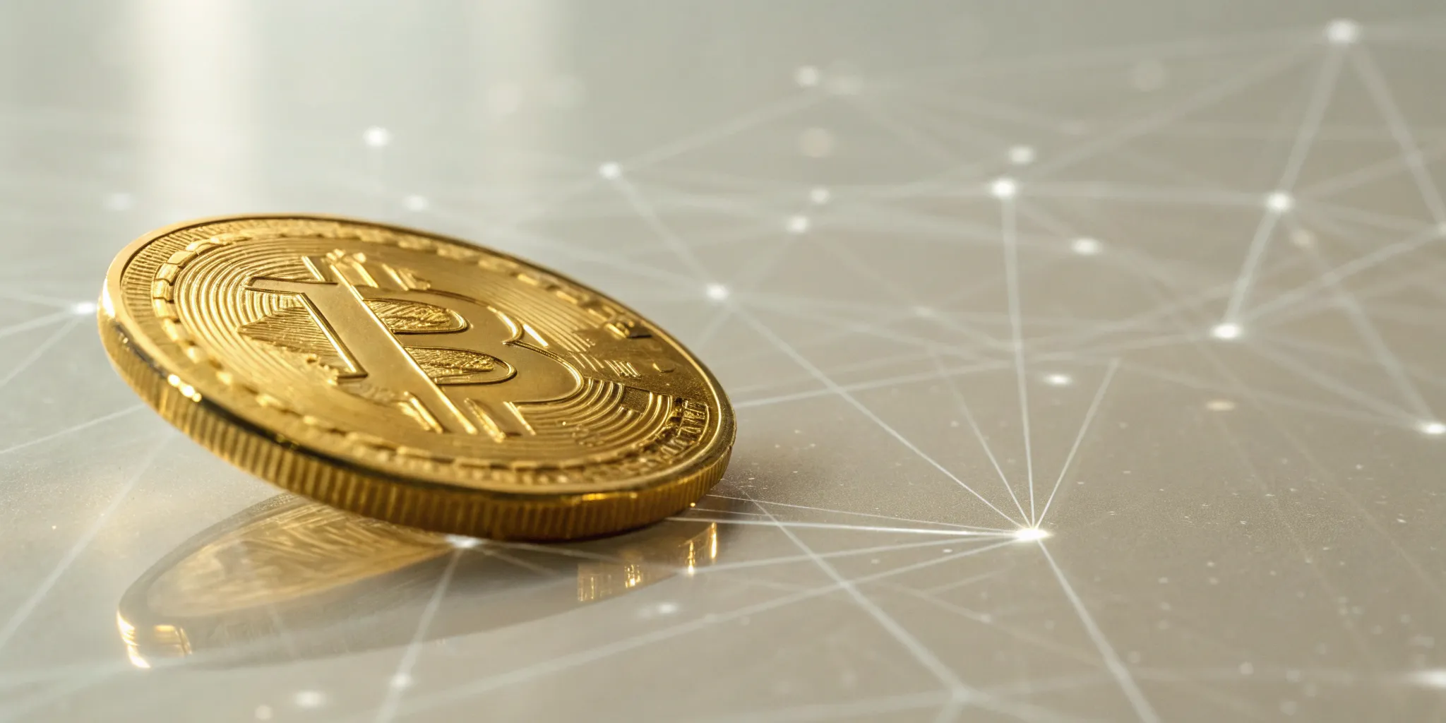 Digital gold bar on network background.