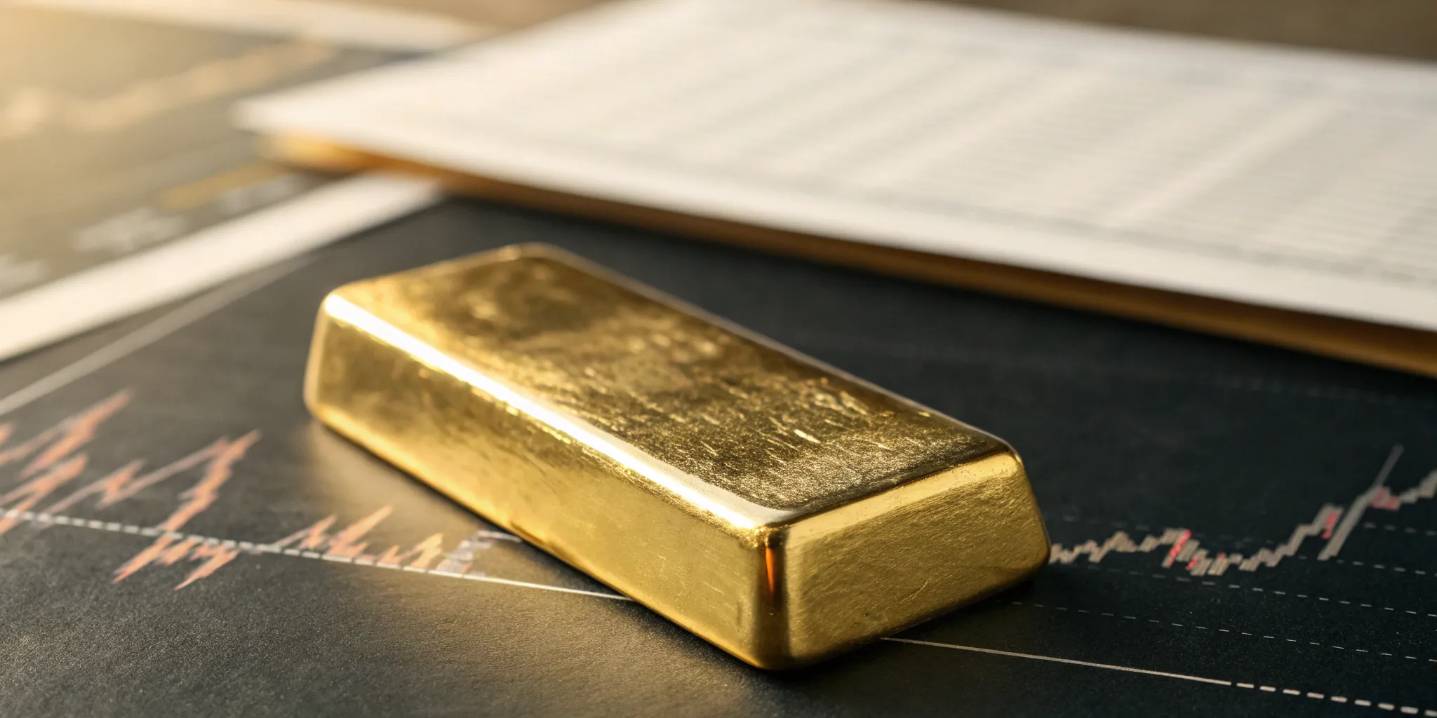 Best way to invest in gold in US: gold bar on financial chart.