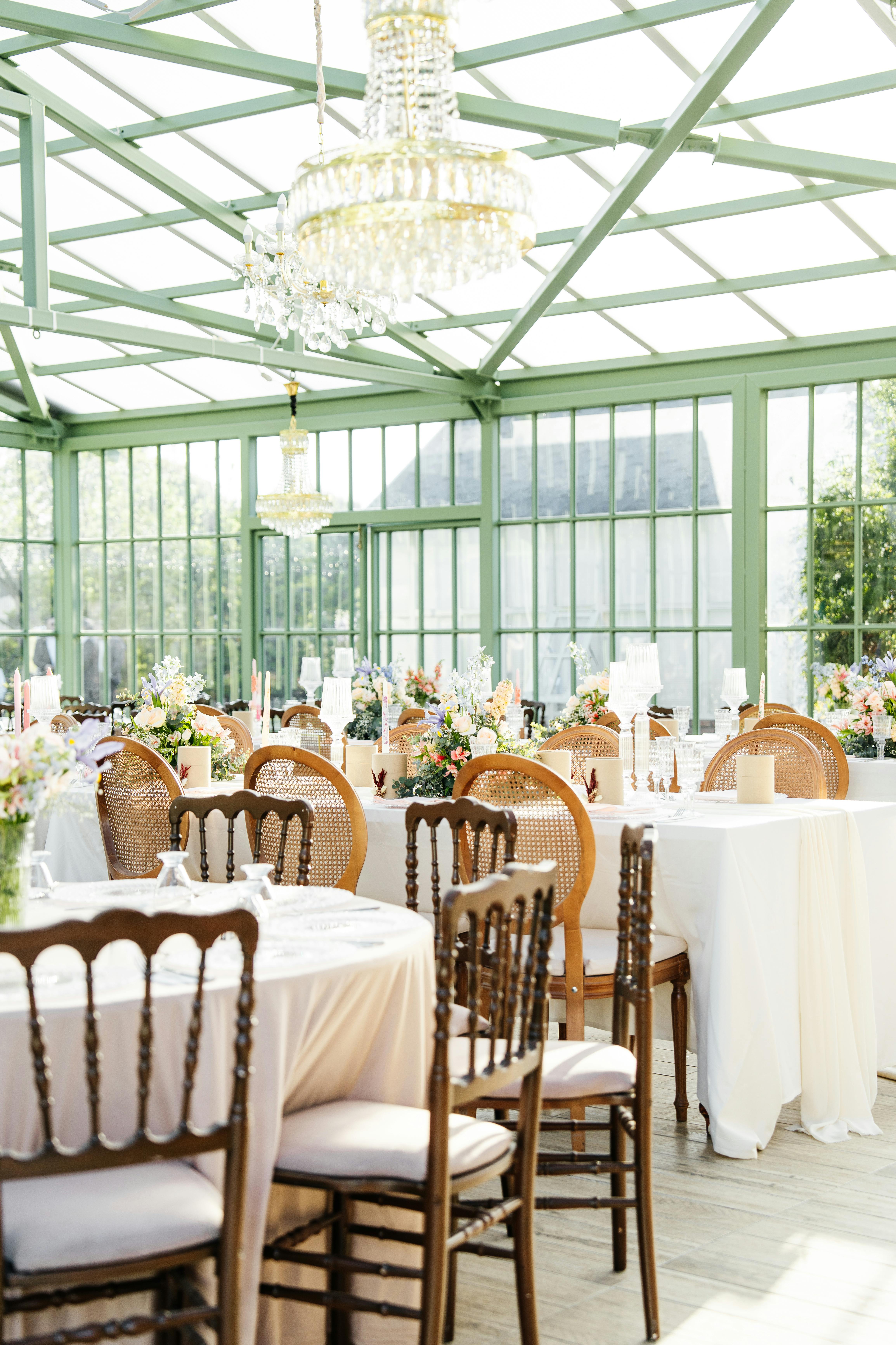 wedding venue with a floral pastel theme