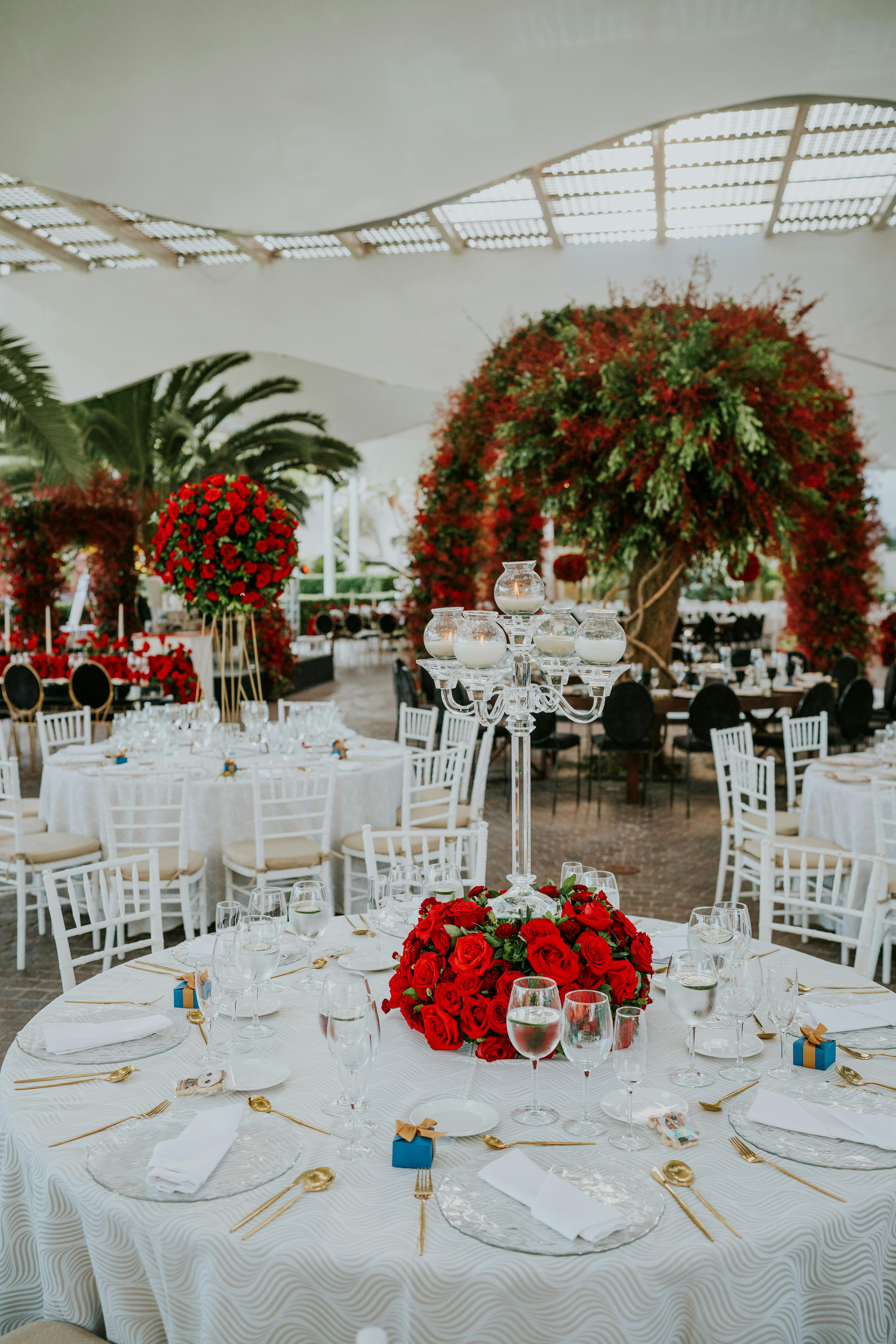 wedding venue with a red theme