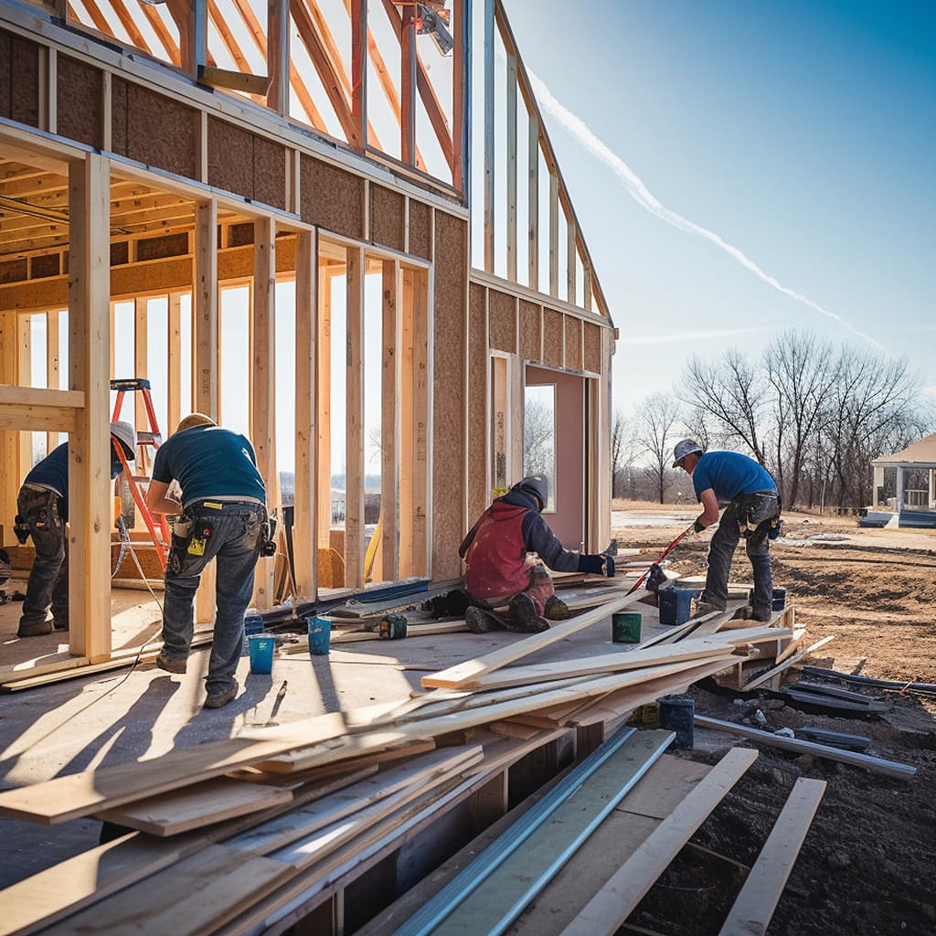 construction workers building new house