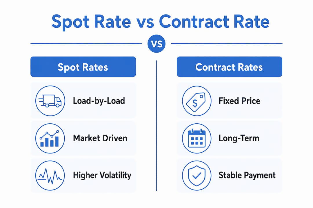Infographic comparing spot and contract trucking rates