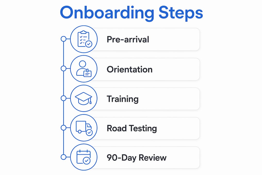 Infographic outlining driver onboarding steps