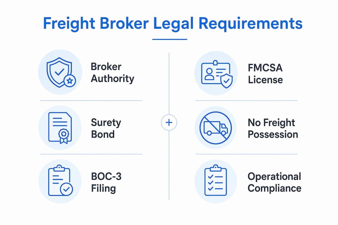 Infographic comparing legal requirements for freight brokers