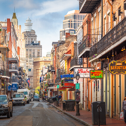 street with business signs in new orleans
