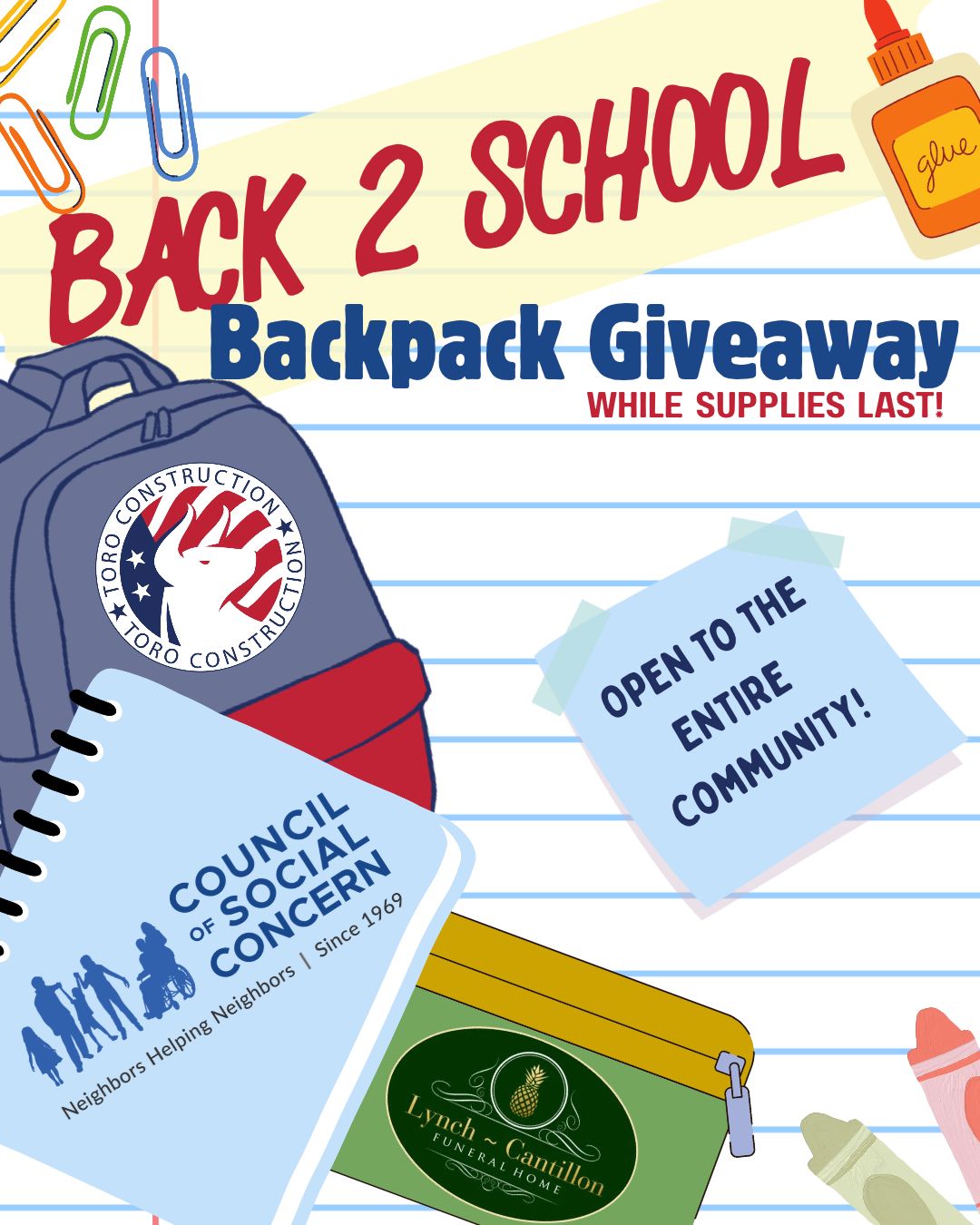 Back to School Backpack Giveaway event graphic