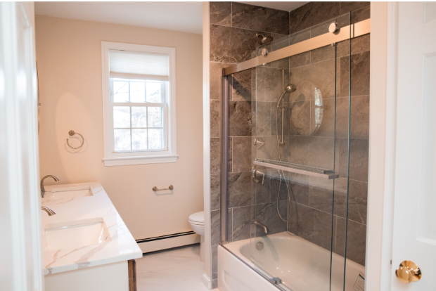 Modern bathroom remodel in Massachusetts