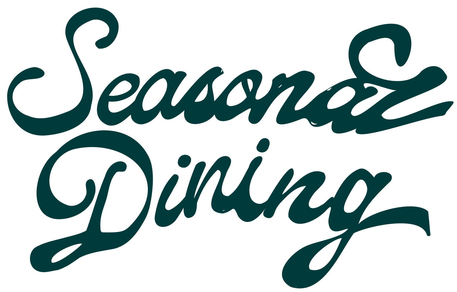 Stylized dark green cursive text reading 'Seasonal Dining'.