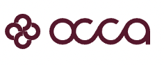 Stylized logo with a circular floral symbol followed by the letters 'occa' in lowercase.