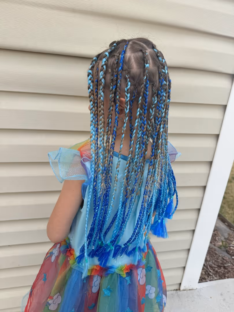 Jo Hearts Hair Denver kids unicorn braids rainbow fun styles