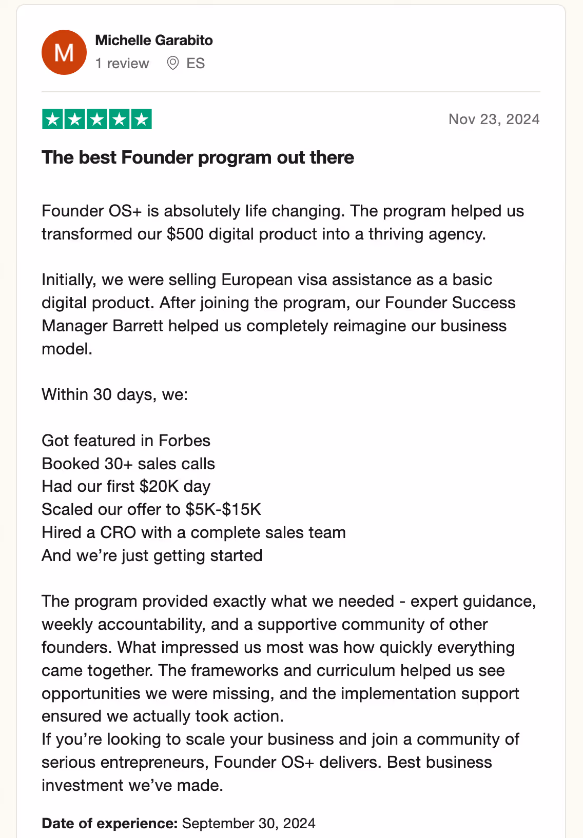 Founder OS Testimonial