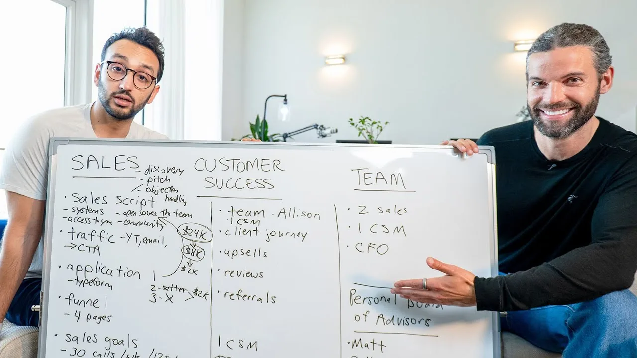 Two men holding plan