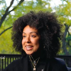 Woman with curly hair