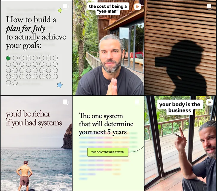 Man with text overlays