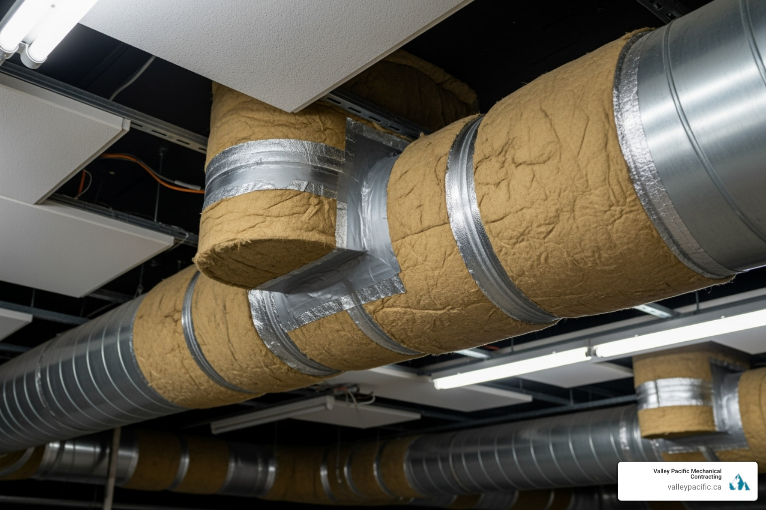 sealed ductwork in a commercial ceiling - HVAC system check