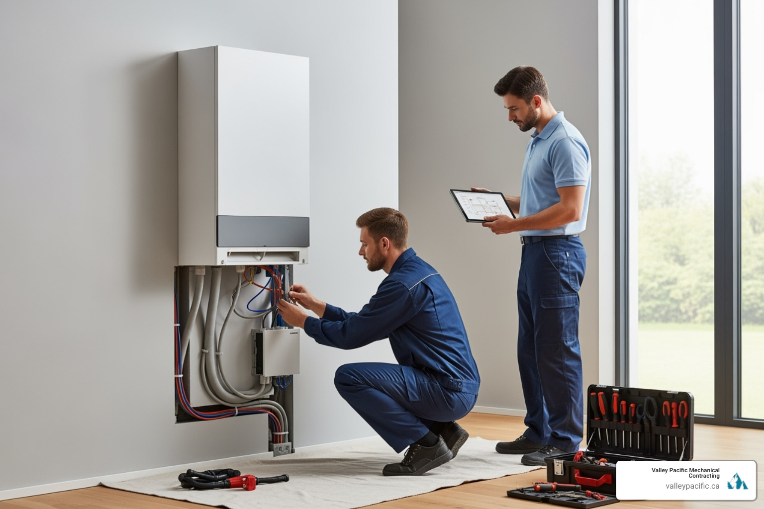clean and professional heat pump installation in progress - heat pump installation maple ridge