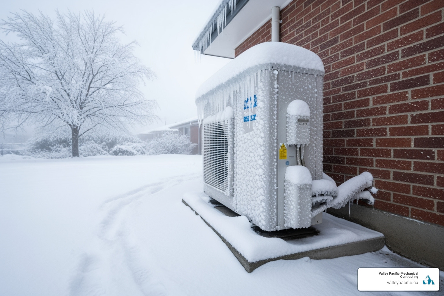 A heat pump outdoor unit covered in frost - Coquitlam heat pump repair
