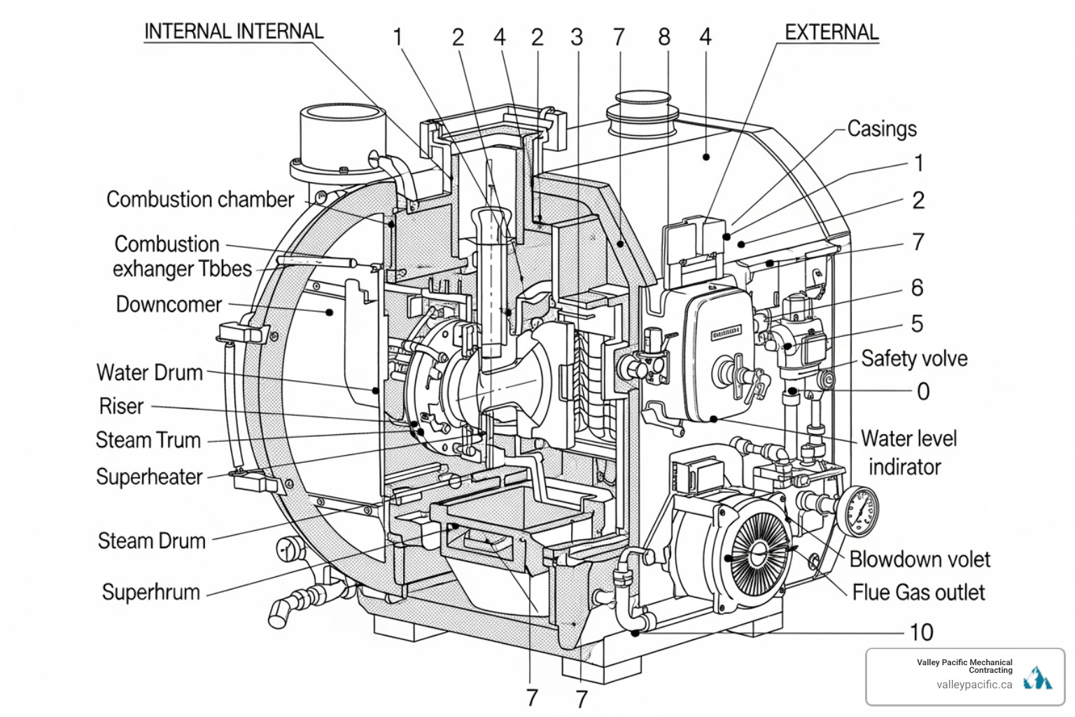 boiler diagram with labeled components - Boiler system maintenance