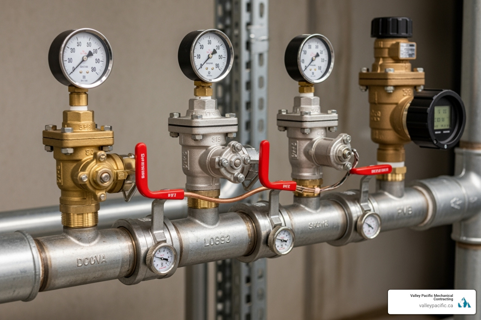 showing different types of backflow prevention assemblies installed on a water line - backflow prevention testing