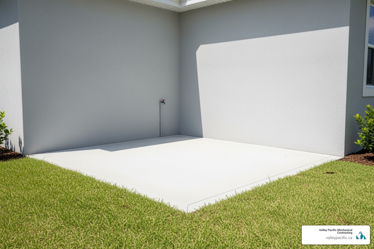 clean, clear area around an exterior wall where an outdoor unit will be placed - Daikin ac installation