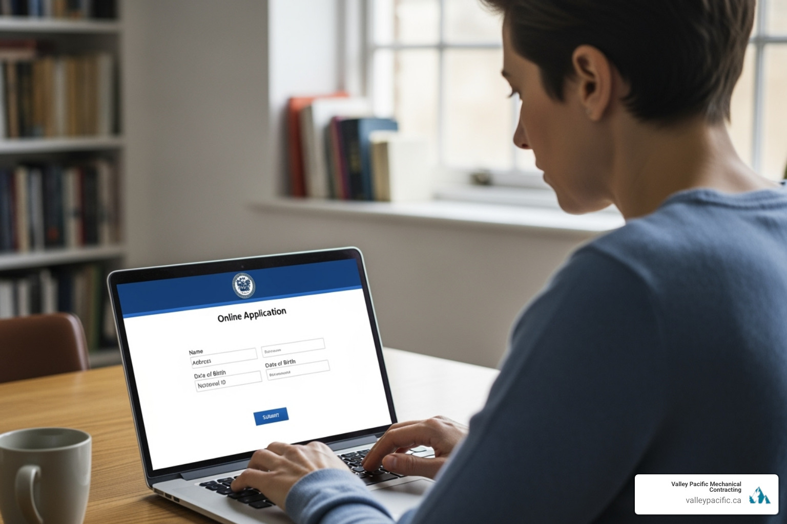 person filling out online form on laptop with government website visible - affordable heat pump service person filling out online form on laptop with government website visible - affordable heat pump service