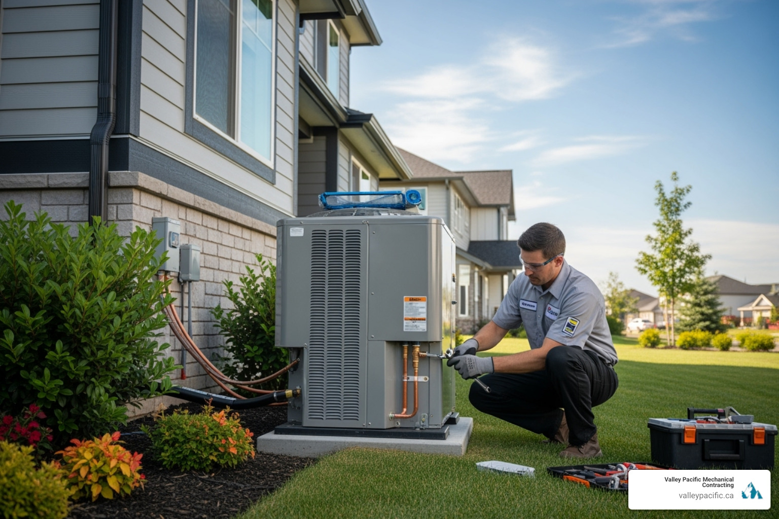 professional technician installing outdoor heat pump unit - affordable heat pump service professional technician installing outdoor heat pump unit - affordable heat pump service