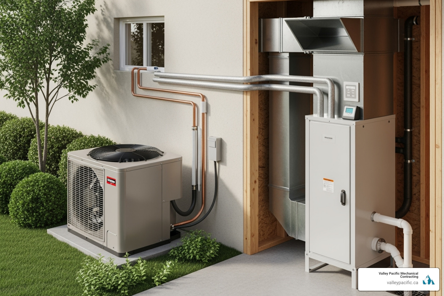 main components of a heat pump system (indoor and outdoor units) - expert heat pump installation