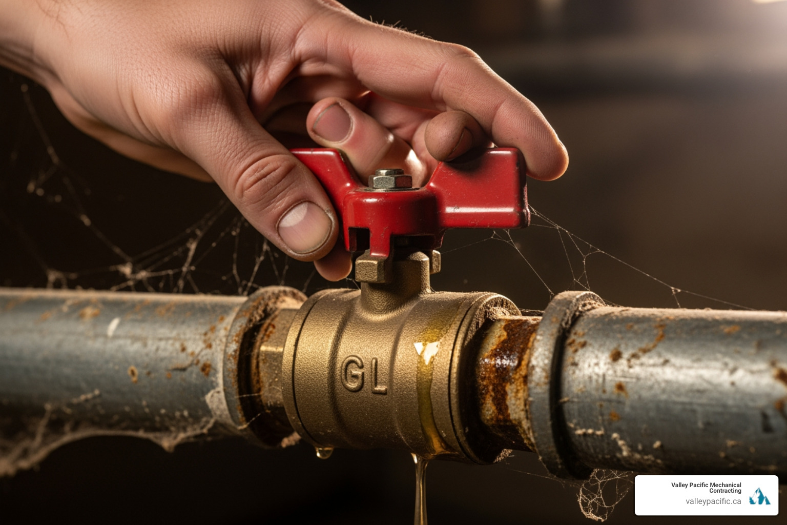 Turning main water shut-off valve - plumbing emergency service