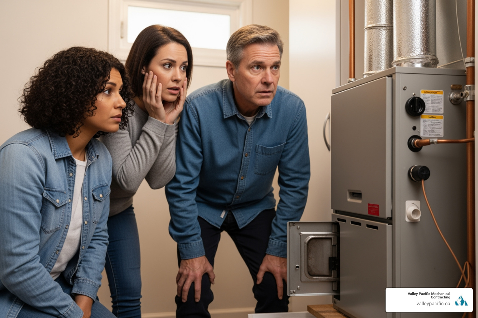 Infographic showing the top 5 signs requiring emergency furnace repair: 1. No heat or cold air blowing from vents, 2. Strange noises like banging, rattling, or squealing, 3. Unusual smells including burning plastic or rotten eggs indicating gas leak, 4. Frequent cycling on and off without maintaining temperature, 5. Carbon monoxide detector alarm sounding - 24 hour furnace repair in maple ridge, bc Infographic showing the top 5 signs requiring emergency furnace repair: 1. No heat or cold air blowing from vents, 2. Strange noises like banging, rattling, or squealing, 3. Unusual smells including burning plastic or rotten eggs indicating gas leak, 4. Frequent cycling on and off without maintaining temperature, 5. Carbon monoxide detector alarm sounding - 24 hour furnace repair in maple ridge, bc