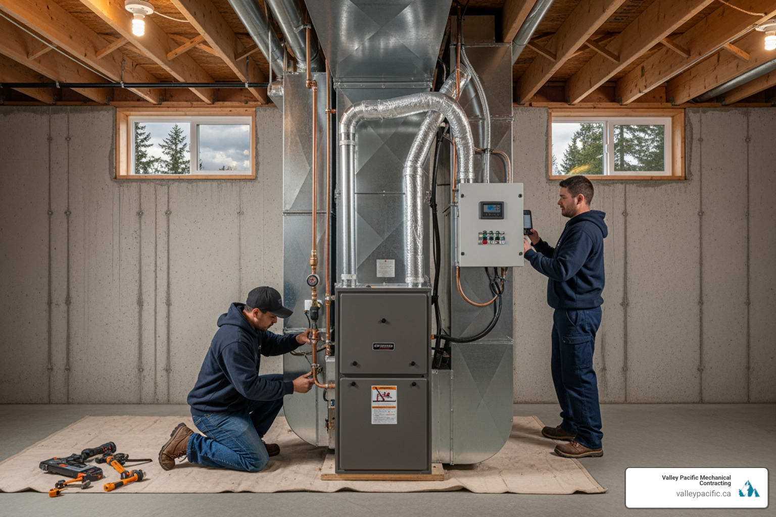 infographic showing rebate amounts, efficiency ratings, and annual savings from new high-efficiency furnace installation - affordable furnace installation in pitt meadows, bc