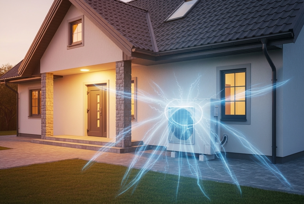 infographic showing how heat pumps provide heating in winter by extracting outdoor heat and cooling in summer by removing indoor heat, with arrows indicating heat transfer direction and notes on energy efficiency savings compared to traditional systems - affordable heat pump service in langley, bc