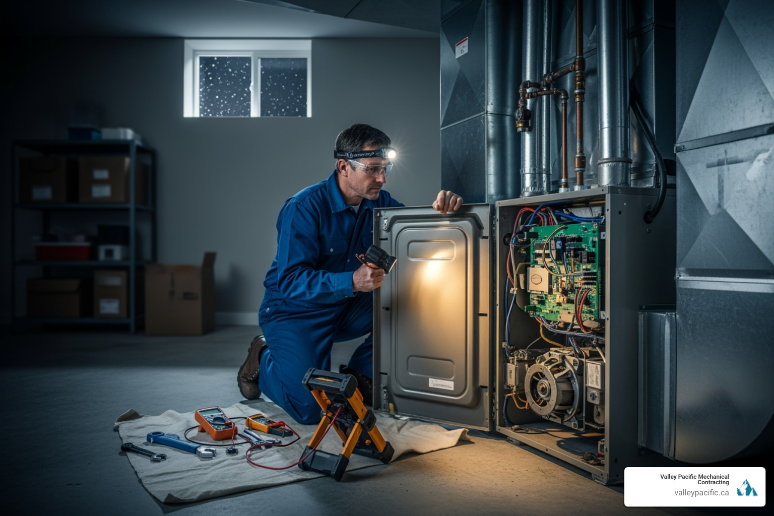 Infographic showing emergency furnace repair decision tree: First check for gas smell or CO alarm - if yes, evacuate immediately and call 911; if no, check if system has power and thermostat is set correctly; then check for unusual noises or smells; finally, call professional 24/7 emergency service for safe diagnosis and repair in Pitt Meadows - emergency furnace repair in pitt meadows, bc Infographic showing emergency furnace repair decision tree: First check for gas smell or CO alarm - if yes, evacuate immediately and call 911; if no, check if system has power and thermostat is set correctly; then check for unusual noises or smells; finally, call professional 24/7 emergency service for safe diagnosis and repair in Pitt Meadows - emergency furnace repair in pitt meadows, bc