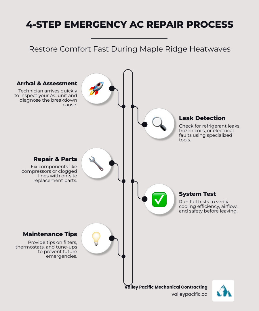 4-step emergency AC repair process infographic for Maple Ridge BC homeowners - 24 hour ac service in maple ridge, bc 4-step emergency AC repair process infographic for Maple Ridge BC homeowners - 24 hour ac service in maple ridge, bc