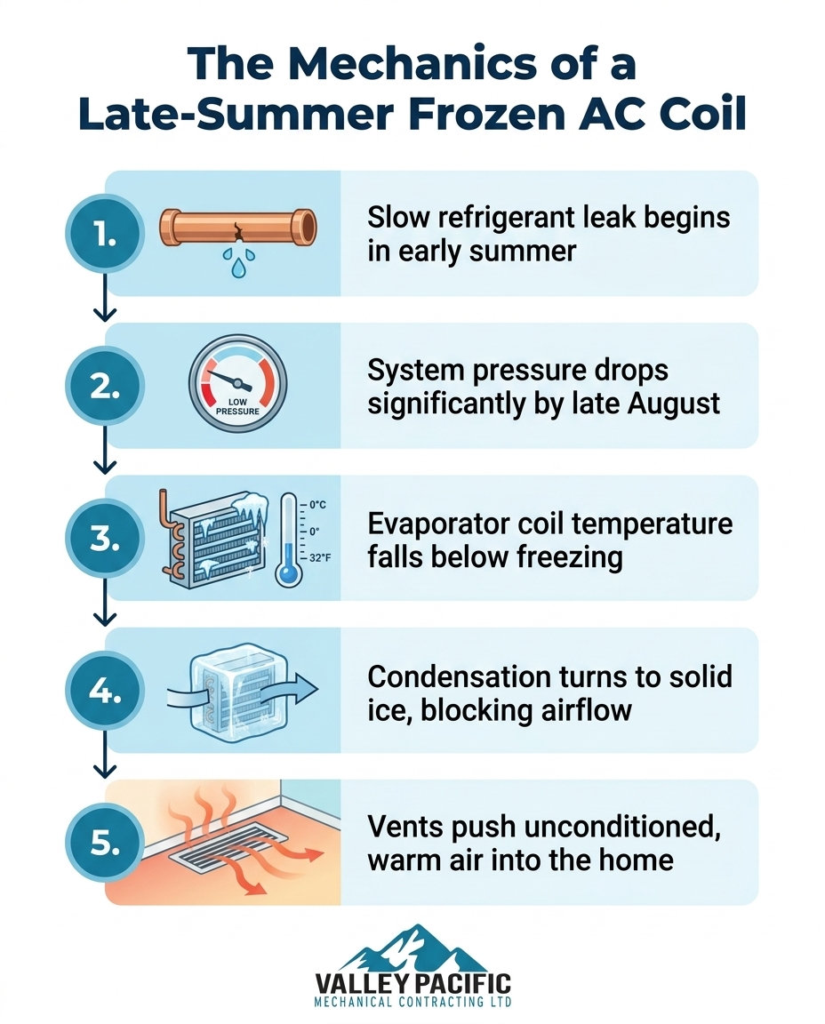 The Mechanics of a Late-Summer Frozen AC Coil
