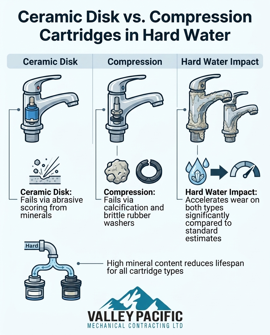 Ceramic Disk vs. Compression Cartridges in Hard Water