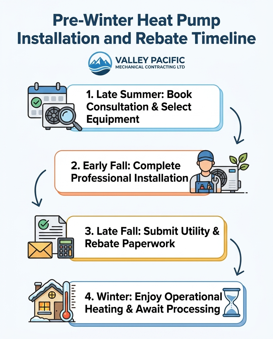 Pre-Winter Heat Pump Installation and Rebate Timeline