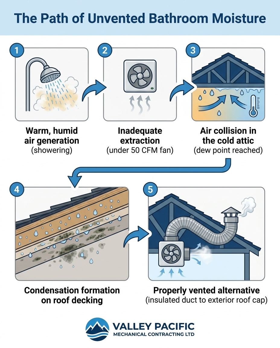 The Path of Unvented Bathroom Moisture