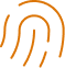 Orange fingerprint icon with a transparent background.