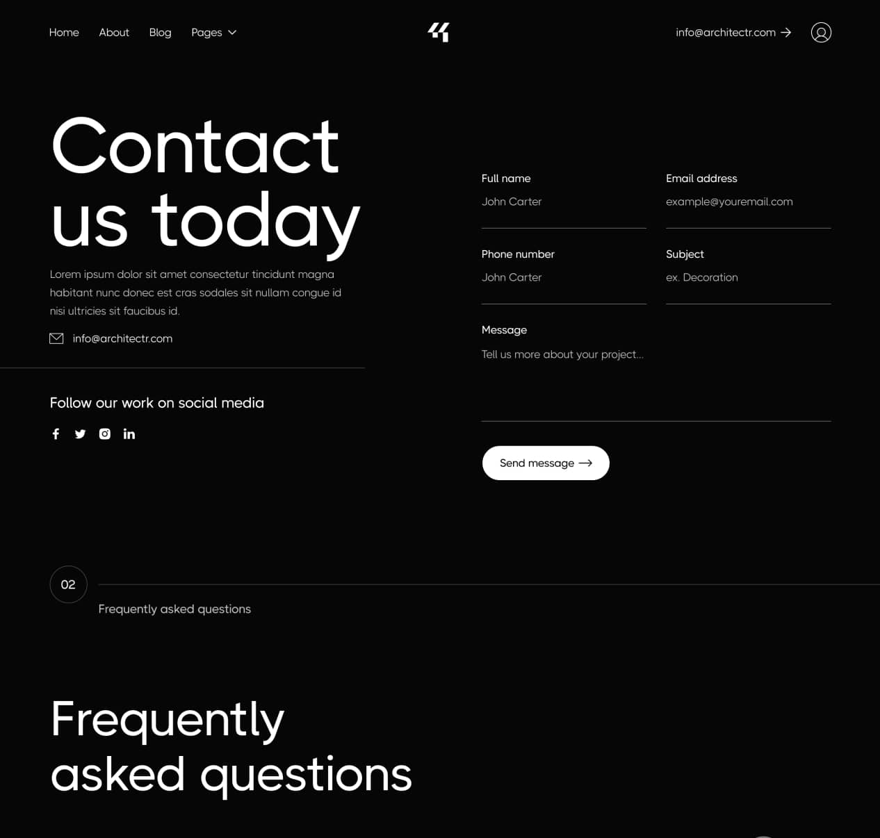 Architectr X - Contact V1 Page - Architecture Firm Webflow Template