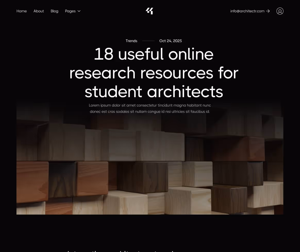 Architectr X - Blog Post Page - Architecture Firm Webflow Template